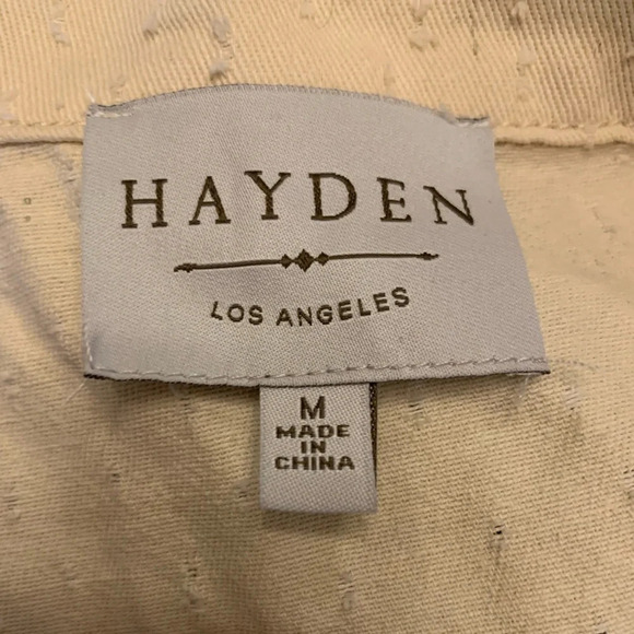 Hayden Los Angeles cream textured shirt jacket shacket boho coastal grandma M - Picture 8 of 9